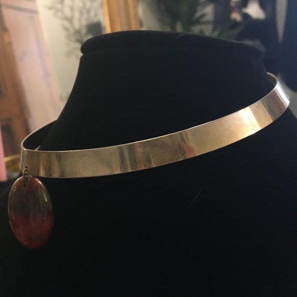 Slave Necklace Vintage Retro Mod 60s Silver Agate - Picture 5 of 7